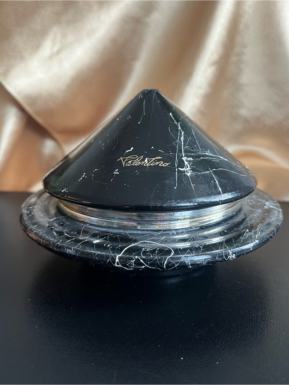 Valentino Art Deco Black Marble Decorative Trinket / Ashtray